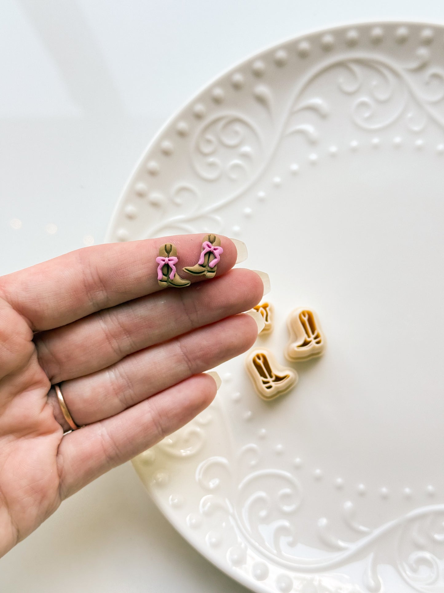 Tiny Cowboy Romance Boots 0.5” Studs Clay Cutter Set