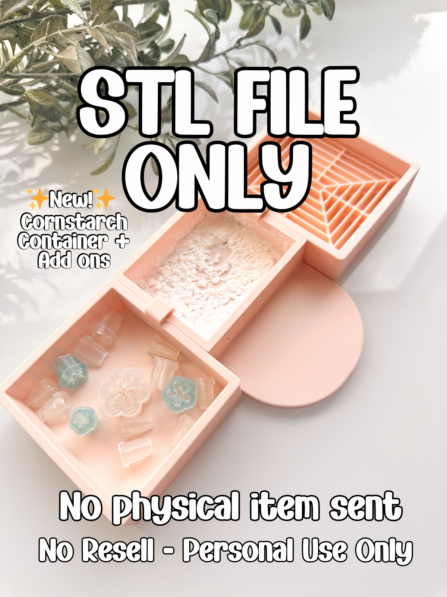 STL FILE - Cornstarch Container + Addons