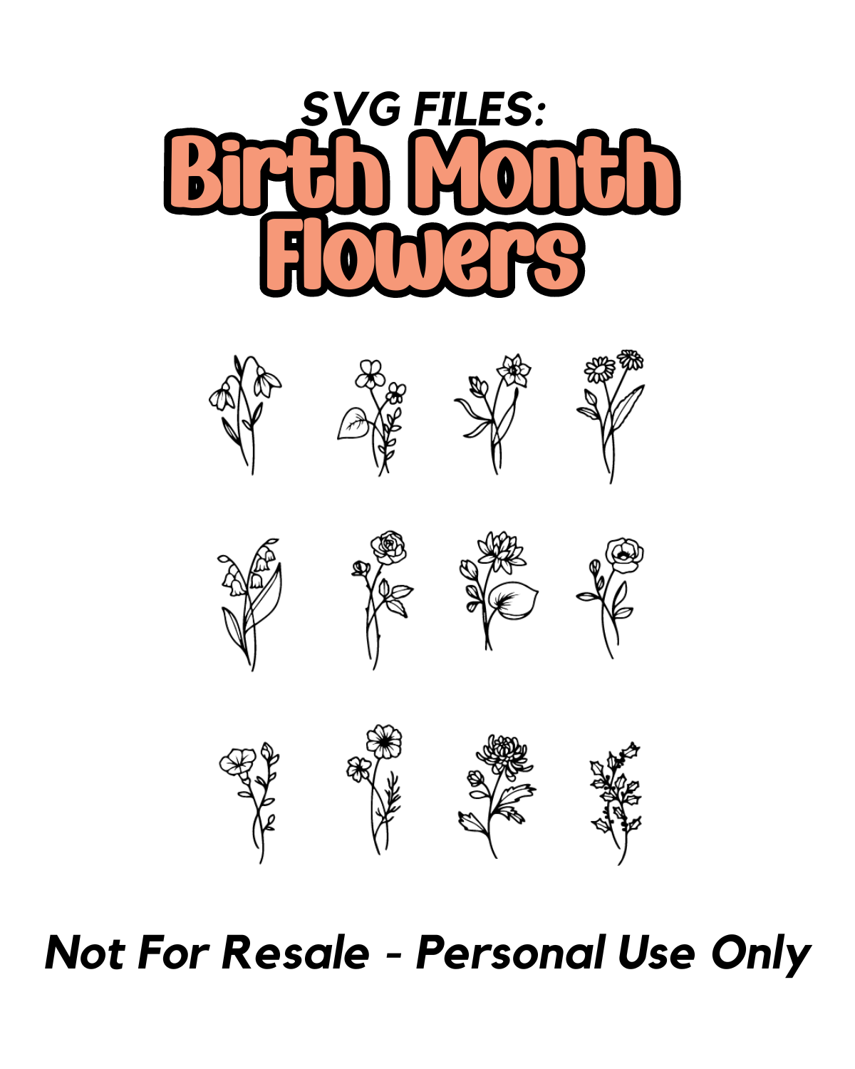 SVG FILES - Birth Month Flowers