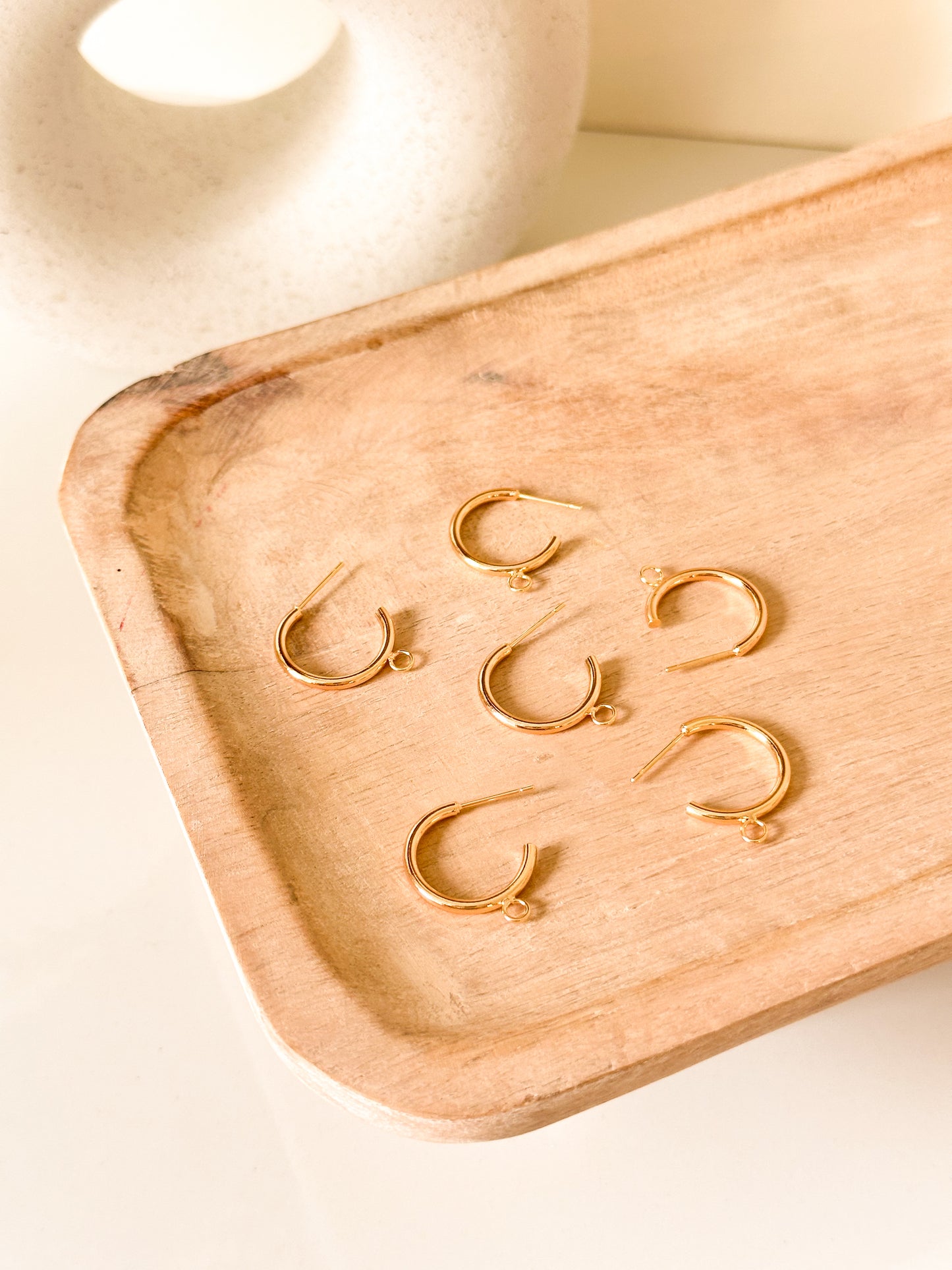 24k Gold Plated Hoop Studs - 6 PCS