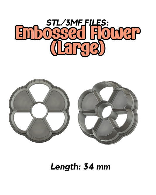 STL FILES - Embossed Flower (Large) Clay Cutter