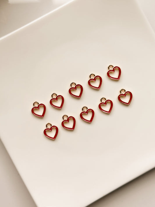 Red Heart Charm (10 PCS)