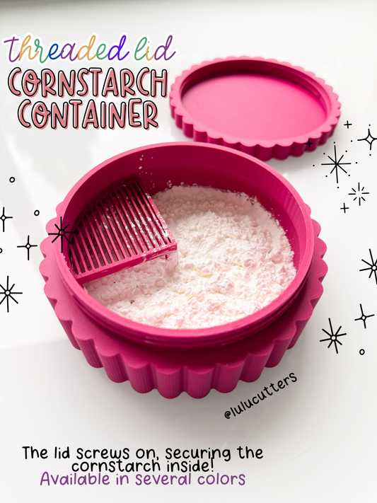 Threaded Cornstarch Container 3D Printed