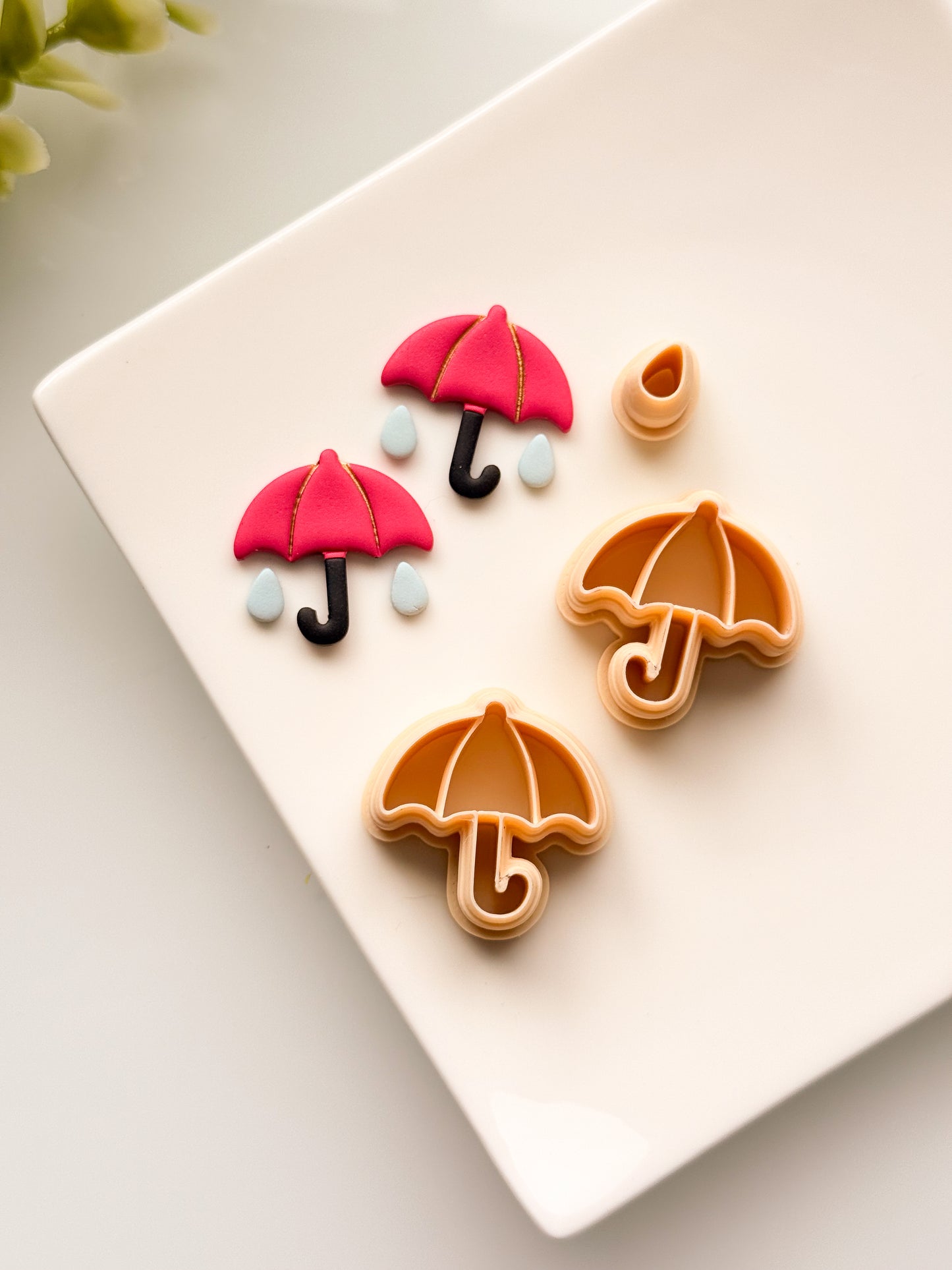 Umbrella + Rain Drop Mirrored Clay Cutter Set