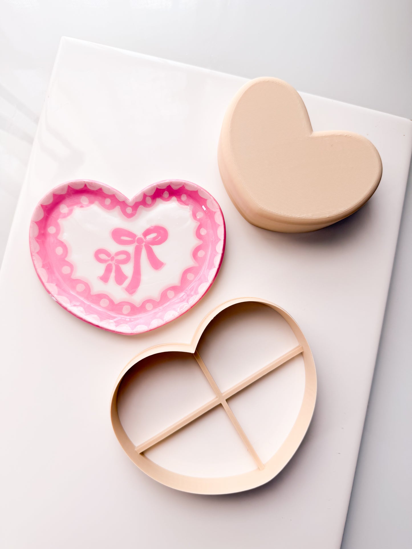 Heart Trinket Dish Clay Cutter + Press Polymer Clay Air Dry Clay Ceramic Pottery Cold Porcelain