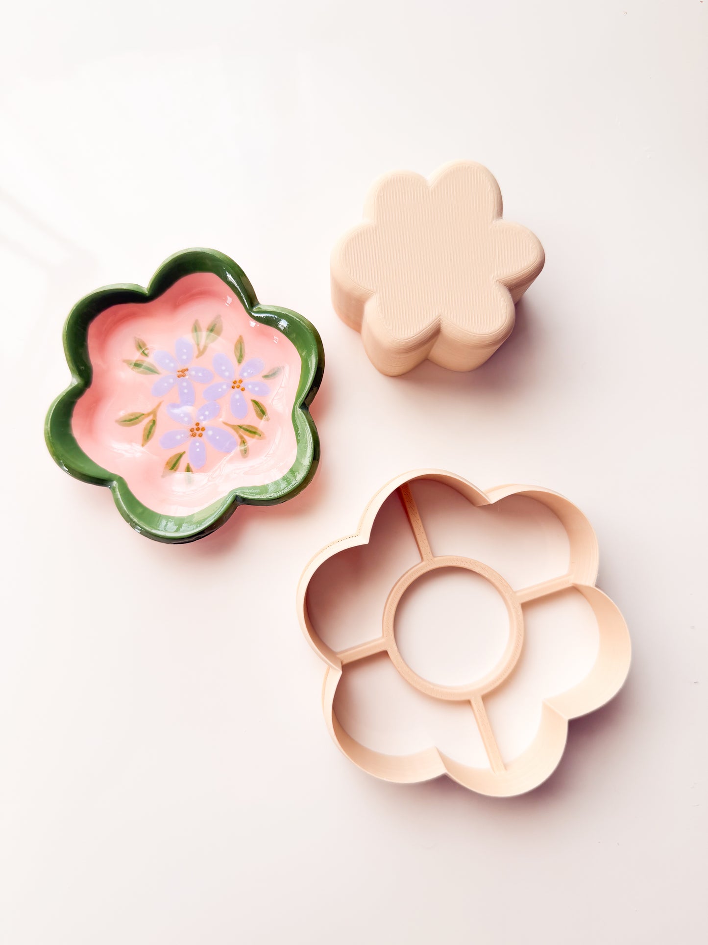 Flower Trinket Dish Clay Cutter + Press Polymer Clay Air Dry Clay Ceramic Pottery Cold Porcelain