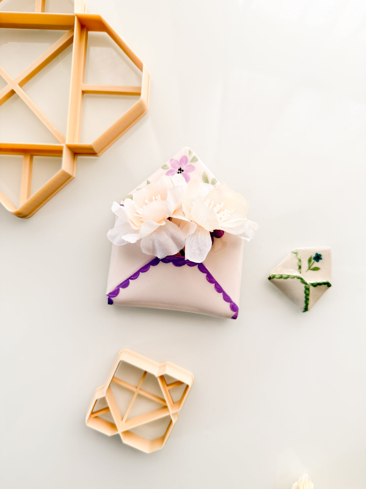 XL Open Envelope Flower Holder Pouch Clay Cutter Polymer Clay Air Dry Clay Ceramic Pottery