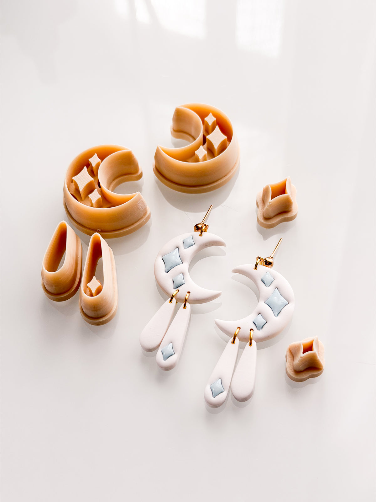Twinkle Star Bezel Moon Dangle Clay Cutter Set Polymer