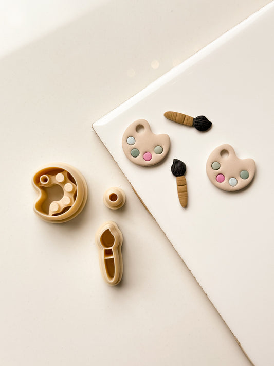 Paint Brush and Palette Clay Cutter Set