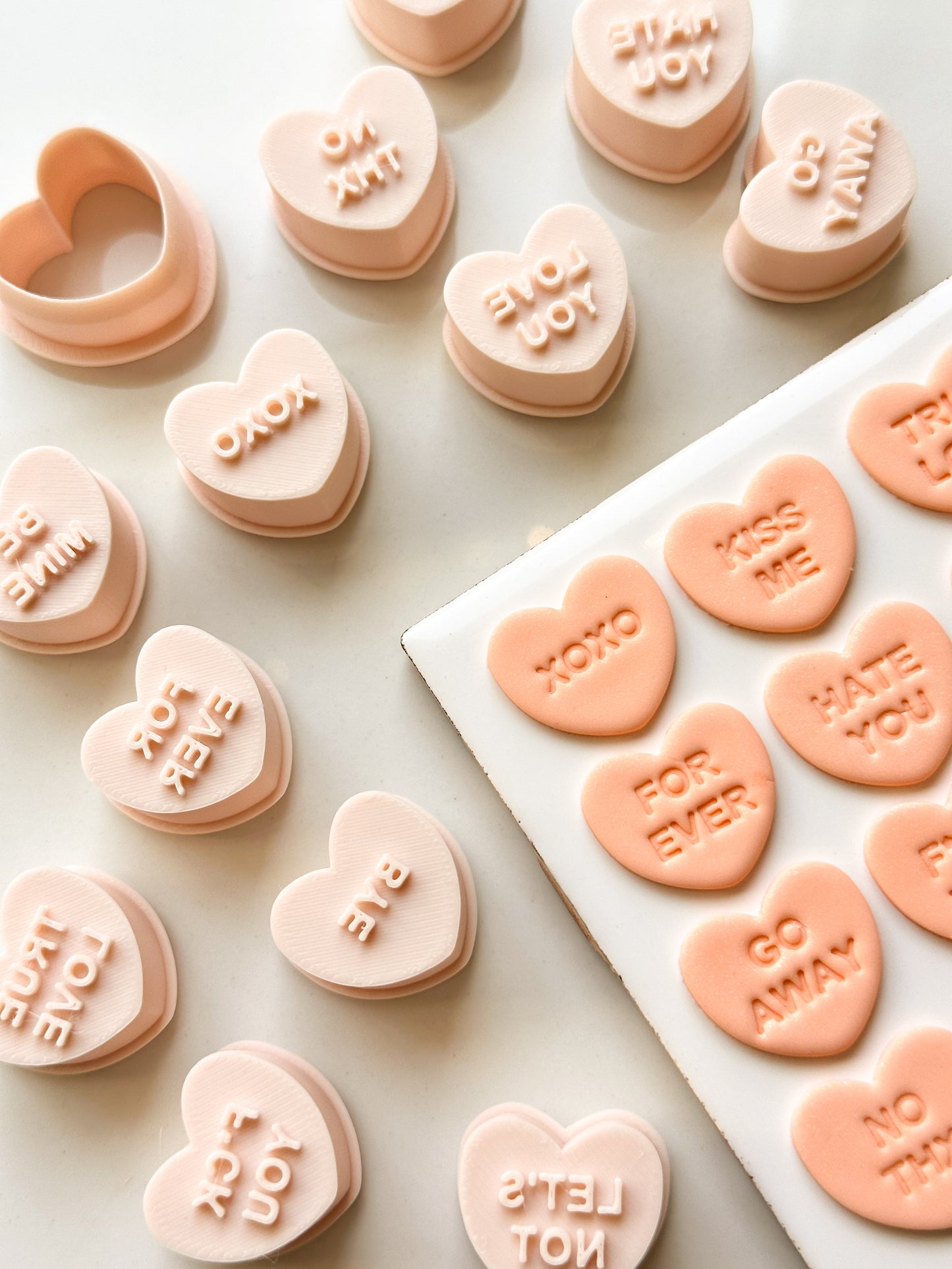 Conversation Hearts Clay Cutter + Stamp Combos
