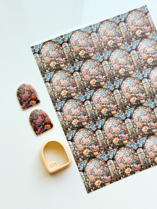 Stained Glass Flowers Transfer + Clay Cutter Combo