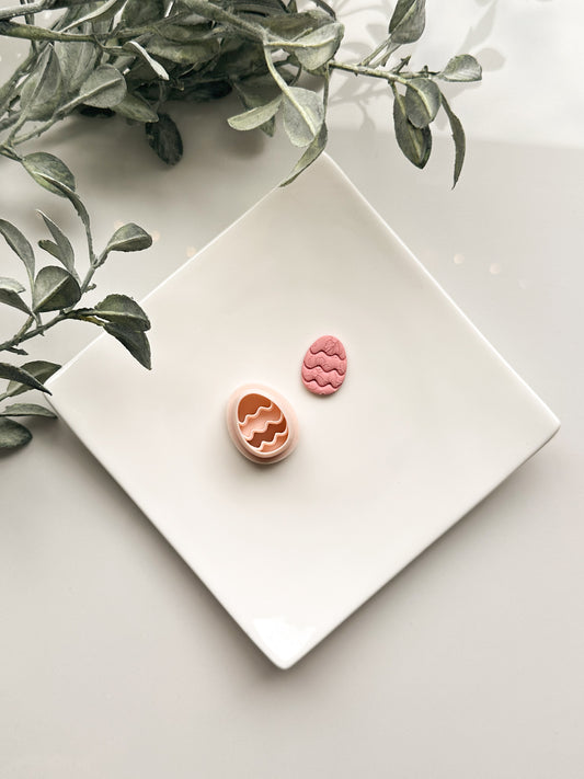 Little Squiggly Easter Egg Embossed Clay Cutter