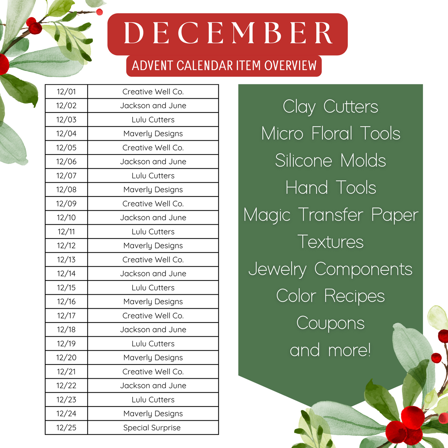 Calendrier de l'Avent pour les créateurs - Précommande 2023