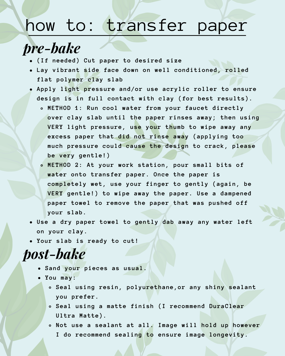 Bookmark No. 3 Transfer Sheet