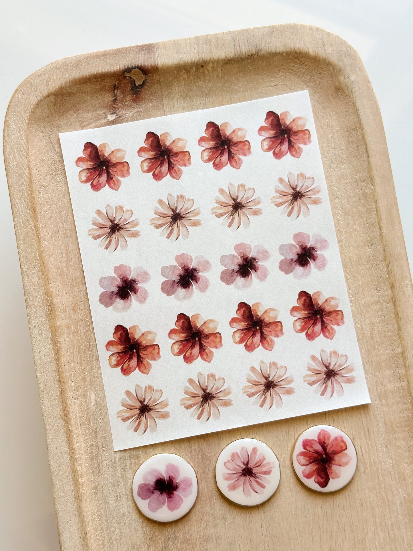 Watercolor Flower Singles Transfer Sheet