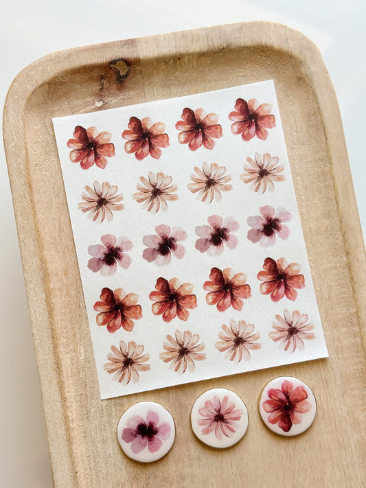Watercolor Flower Singles Transfer Sheet