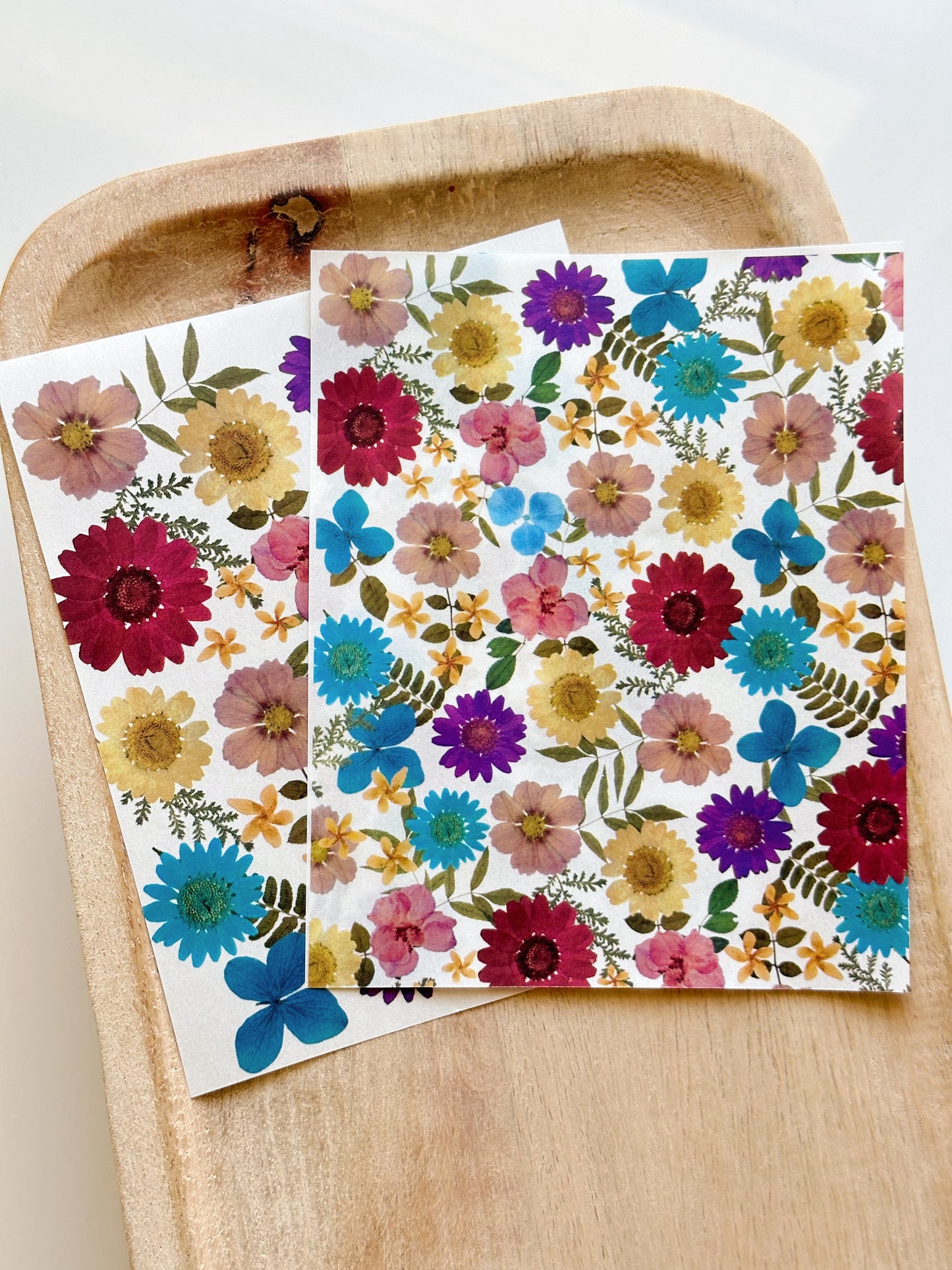 Feuille de transfert de fleurs pressées