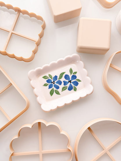 Trinket Dish + Block Press To Shape Clay Cutter For Polymer Clay Ceramics Pottery
