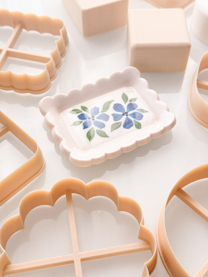 Trinket Dish + Block Press To Shape Clay Cutter For Polymer Clay Ceramics Pottery