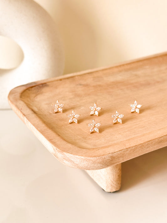 Zircon Flower Studs - 6 PCS