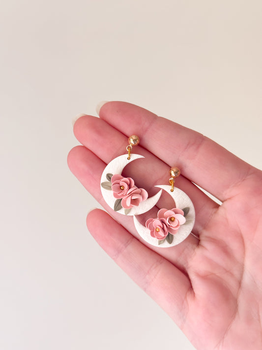 Boucles d'oreilles Lunes Florales