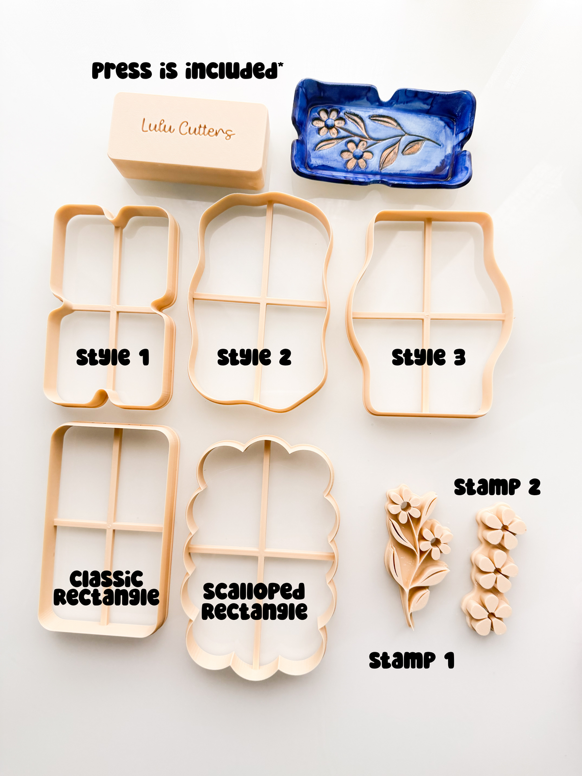 Fancy Trinket Dishes + Press Polymer Clay Cutters Ceramic Air Dry Clay