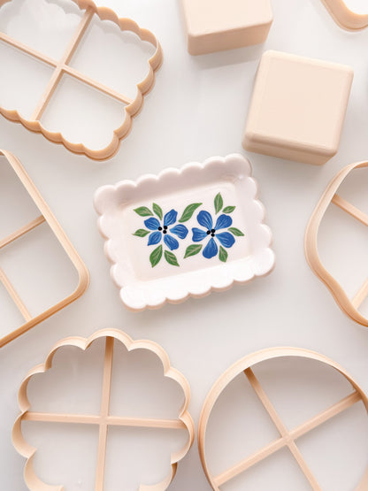 Trinket Dish + Block Press To Shape Clay Cutter For Polymer Clay Ceramics Pottery