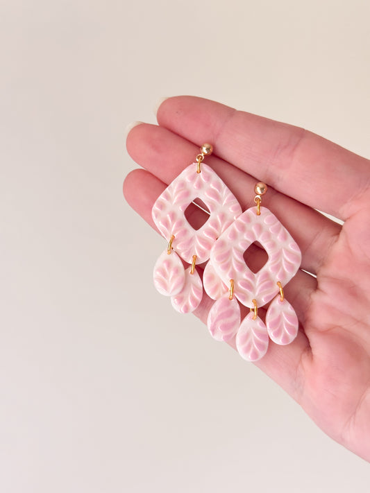 Light Pink Leaves Earrings