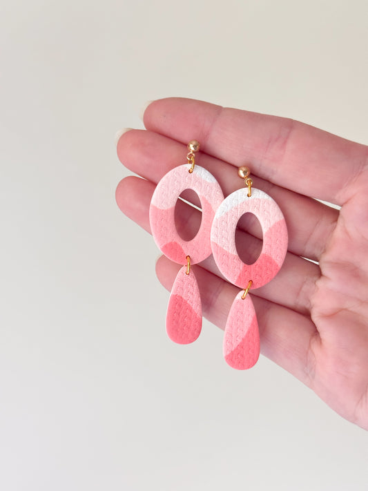 Pink Oval Dangle Earrings