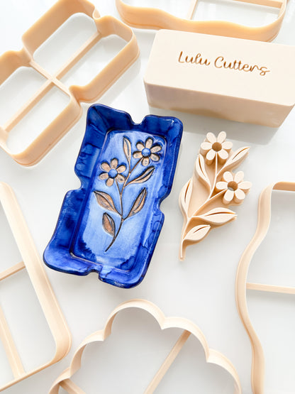 Fancy Trinket Dishes + Press Polymer Clay Cutters Ceramic Air Dry Clay