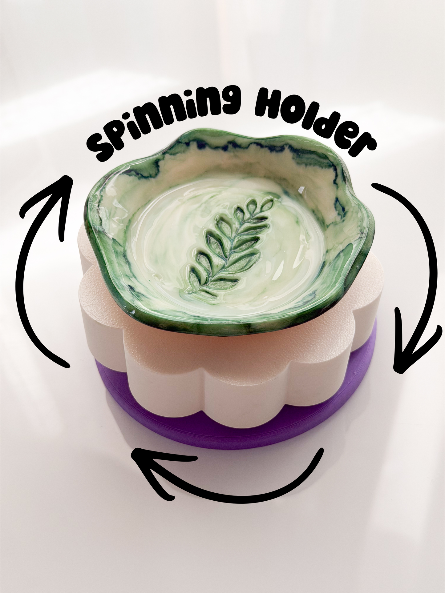 Spinning Holder for Trinket Dish Polymer Clay Ceramic Pottery