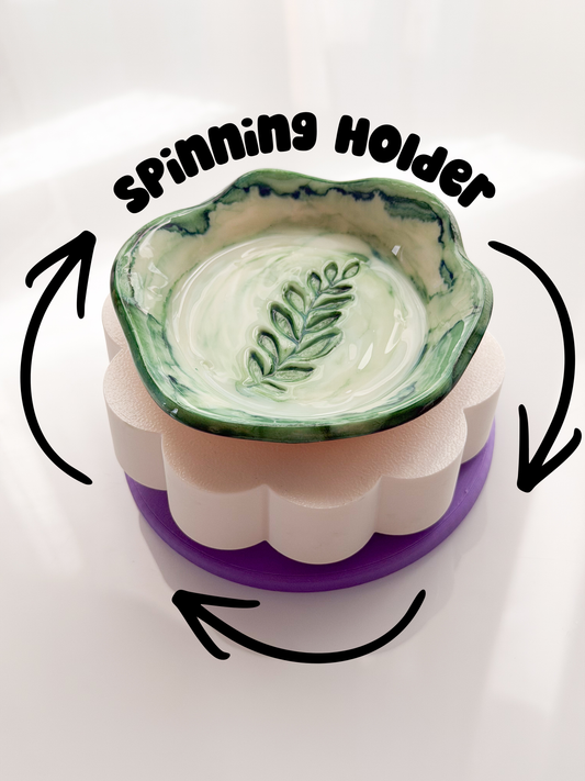 Spinning Holder for Trinket Dish Polymer Clay Ceramic Pottery