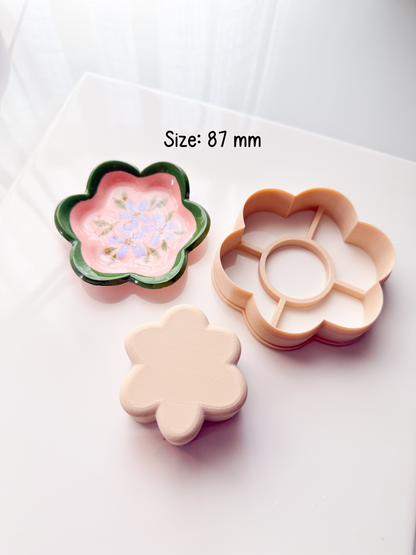 Flower Trinket Dish Clay Cutter + Press Polymer Clay Air Dry Clay Ceramic Pottery Cold Porcelain
