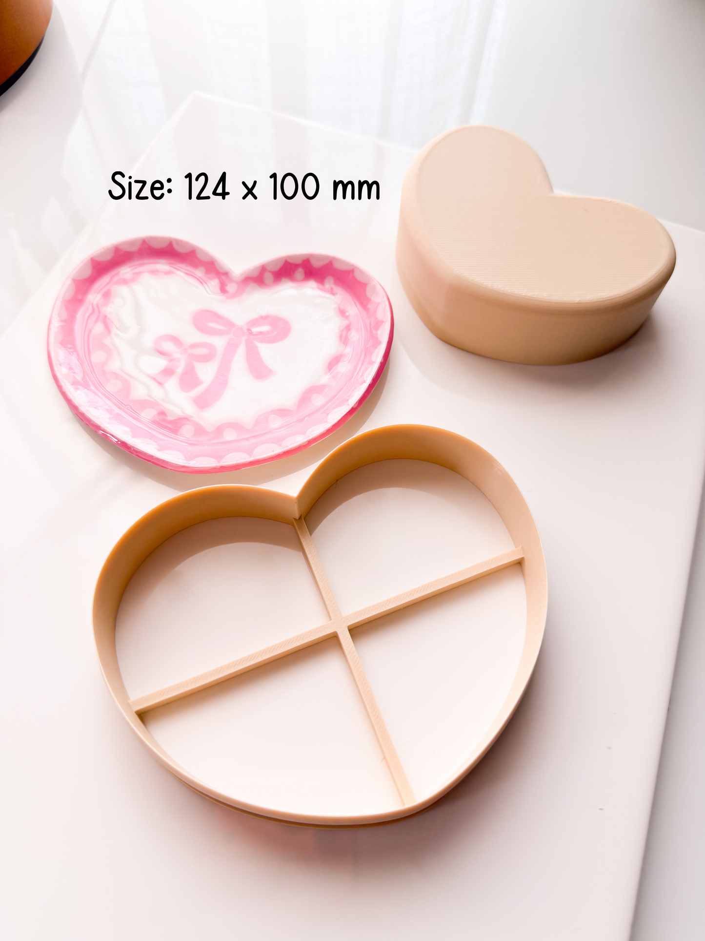 Heart Trinket Dish Clay Cutter + Press Polymer Clay Air Dry Clay Ceramic Pottery Cold Porcelain