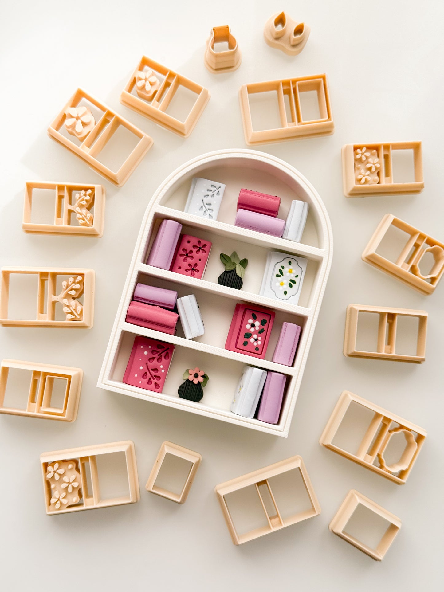 Build Your Own Mini Bookshelf Clay Cutters + 3D Printed Shelf