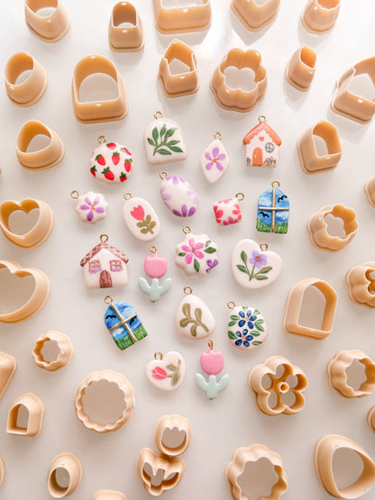 Bead Charm Clay Cutters With Guide Holes/Markers Sets