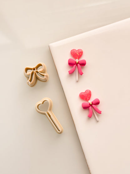 Heart Lollipop + Bow Clay Cutter Set