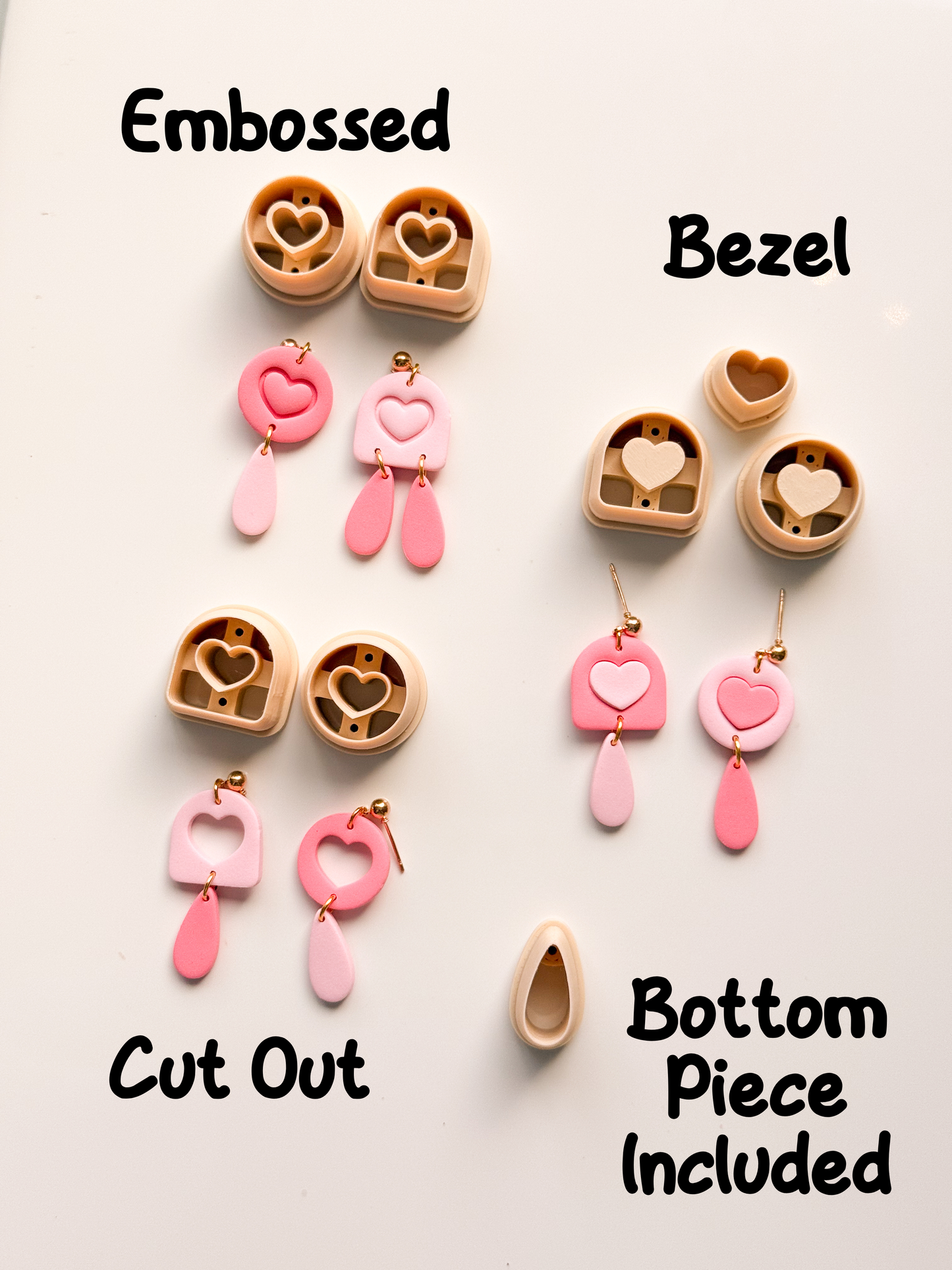 Dainty Heart Dangles Clay Cutter Set - Drill Guides