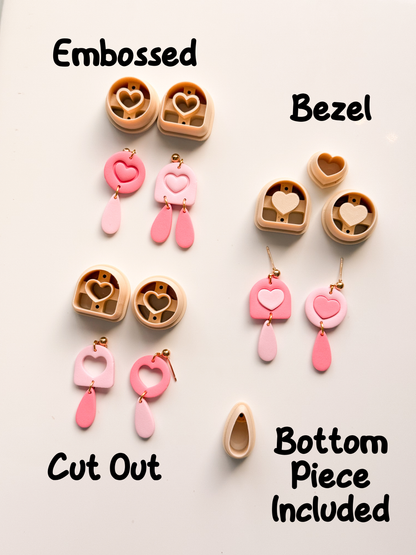 Dainty Heart Dangles Clay Cutter Set - Drill Guides