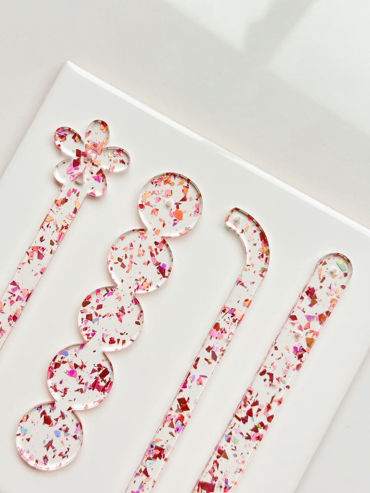 Baguettes d'essai pour boucles d'oreilles mouchetées de rose