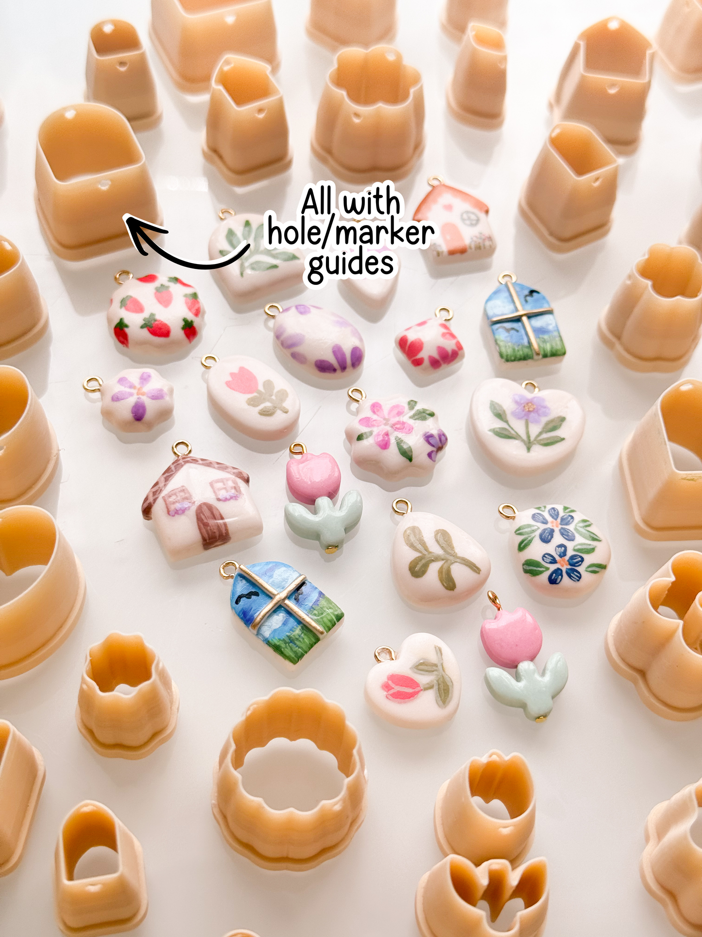 Bead Charm Clay Cutters With Guide Holes/Markers Sets