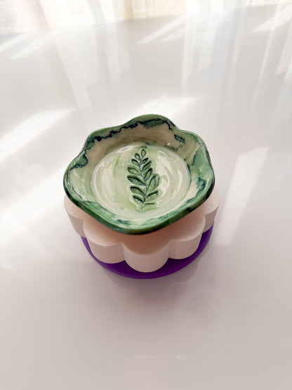 Spinning Holder for Trinket Dish Polymer Clay Ceramic Pottery