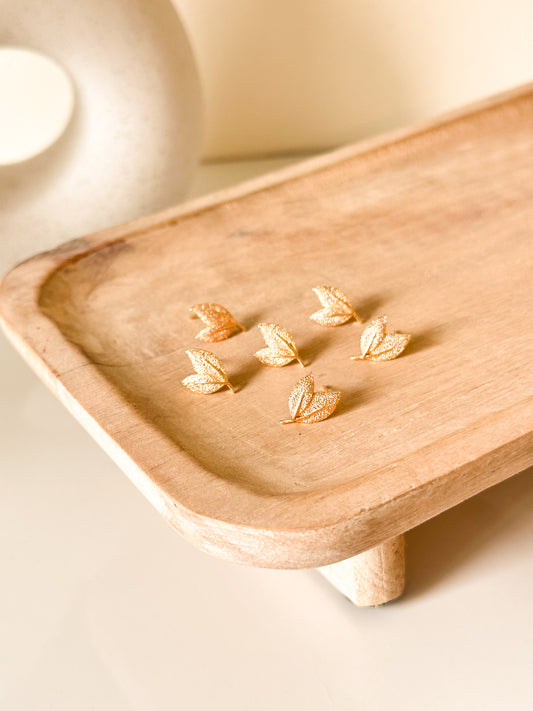 Gold Leaf Studs - 6 PCS