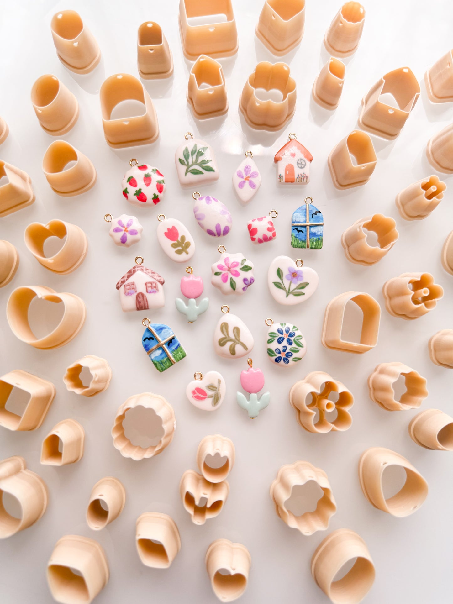 Bead Charm Clay Cutters With Guide Holes/Markers Sets
