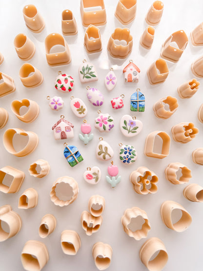 Bead Charm Clay Cutters With Guide Holes/Markers Sets