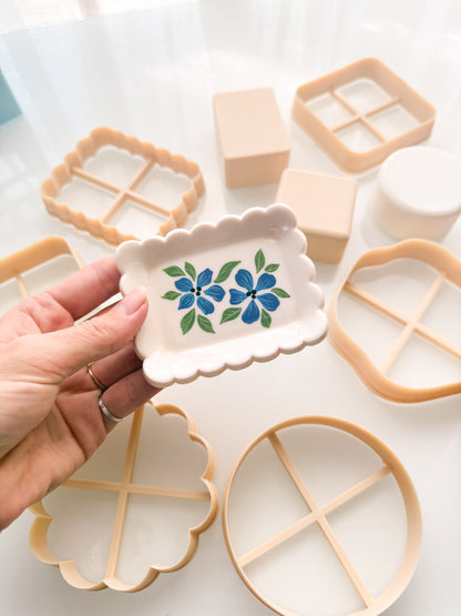 Trinket Dish + Block Press To Shape Clay Cutter For Polymer Clay Ceramics Pottery