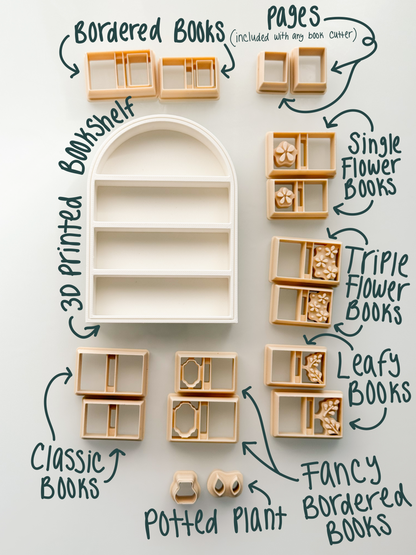 Build Your Own Mini Bookshelf Clay Cutters + 3D Printed Shelf