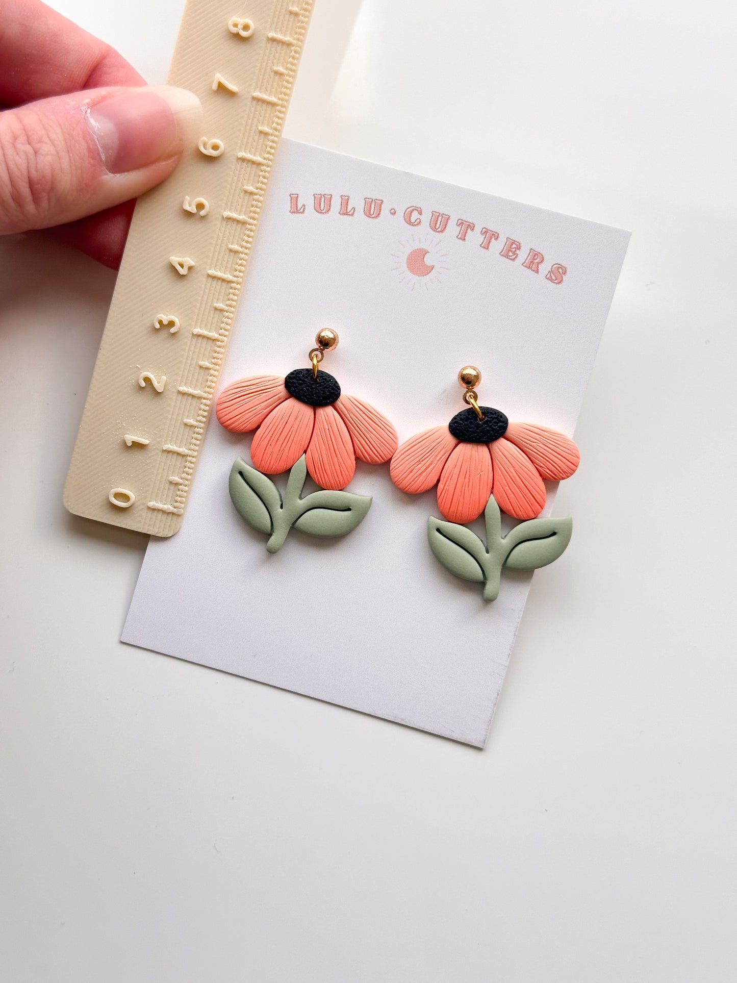 Orange Flower + Stem Earrings