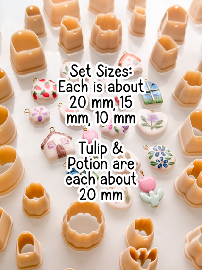 Bead Charm Clay Cutters With Guide Holes/Markers Sets