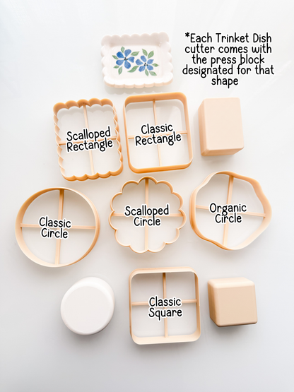 Trinket Dish + Block Press To Shape Clay Cutter For Polymer Clay Ceramics Pottery